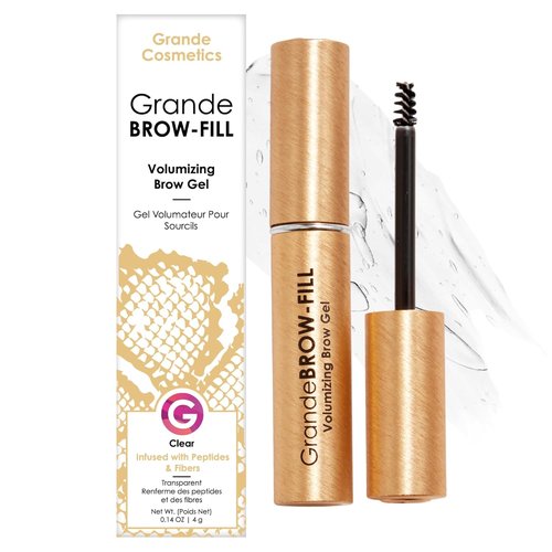 Grande Cosmetics GrandeBROW-FILL Volumizing Brow Gel - Tinted or Clear Eyebrow Mascara for Soft, Flexible Hold | Water-Resistant Formula
