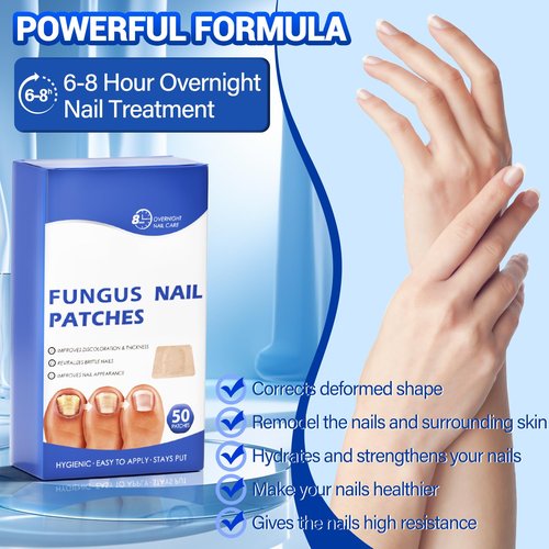Skiennix Toenail Fungus Treatment - 50 Extra Strength Hydrogel Nail Patches for Overnight Repair