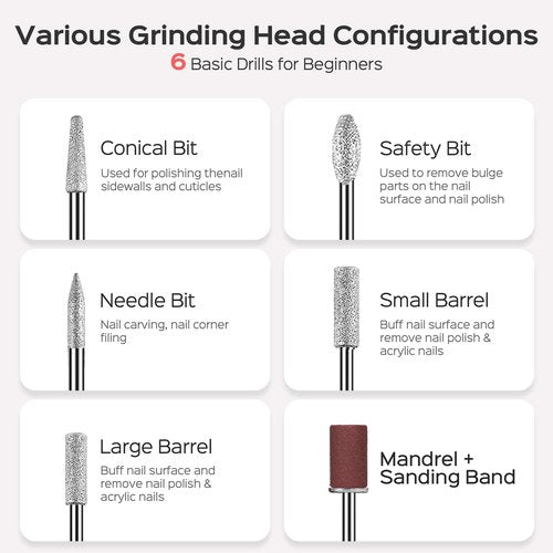 COSLUS C42 Cordless Electric Nail Drill File: Nail Drill Machine with Stepless Speed Knob for Acrylic Gel Dip Powder Polish, Professional Portable Manicure Pedicure Rechargeable for Home Salon Use