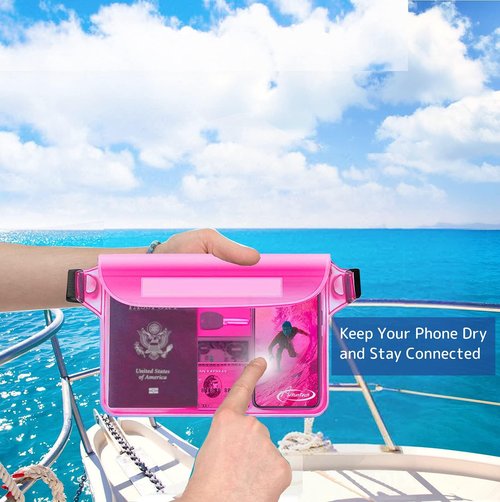 AiRunTech Waterproof Pouch - 2 Pack Waist Strap | Keep Your Phone & Valuables Safe & Dry | Ideal for Beach, Boating & Water Activities