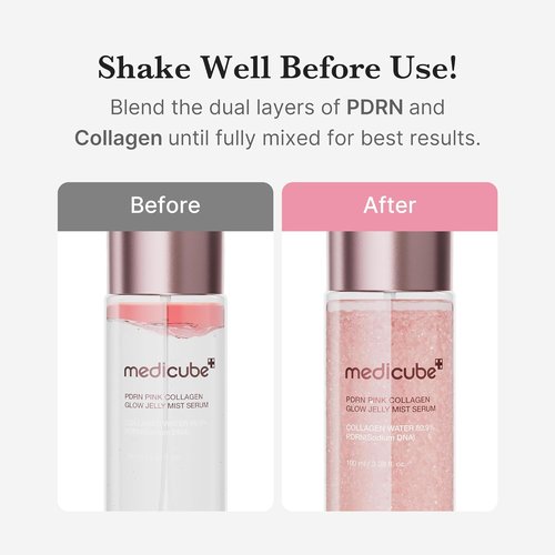 Medicube Jelly Mist Serum - Pink PDRN Collagen Glow Spray with Niacinamide & Hyaluronic Acid | 3.38 fl. oz for Radiant, Hydrated Skin