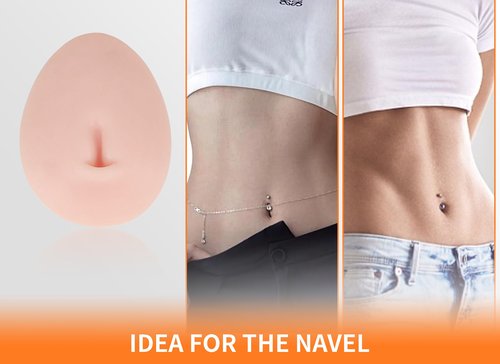 Soft Silicone Flexible Model Body Part Displays Set, Silicone Tongue Mouth Nose Eye Navel Ear Model for Piercing Practice and Jewelry Display Acupuncture Teaching Tool, Education (Light Skin Colour)