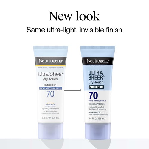 Neutrogena Ultra Sheer Sunscreen Lotion SPF 70 - Water Resistant, Oil-Free, Travel Size 3 Fl Oz