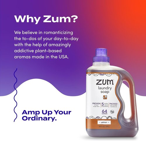 Indigo Wild Zum Clean Laundry Soap - Plant-Based Liquid with Baking Soda & Essential Oils - Amber - 64 fl oz