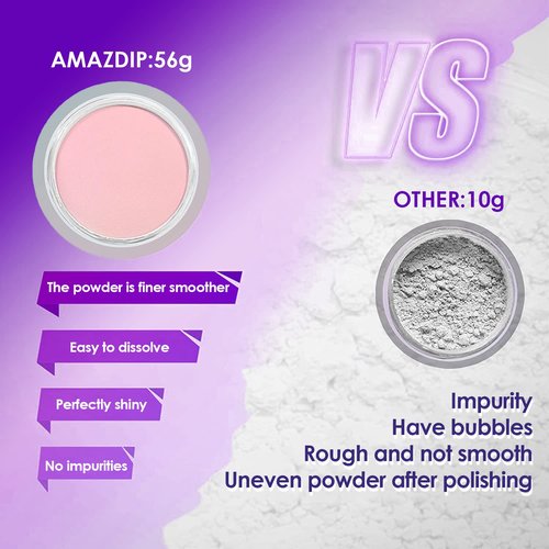 Dip Powder Nude Pink Color, 2 Ounce/ 56 Gram, AMAZDIP Dipping Powder Nail System for French Nail Art Design Salon/DIY at Home