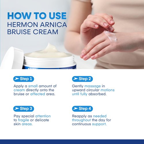 Hermon Arnica Bruise Cream: Arnica Montana with Vitamins K, C & E–Hydrating Moisturizer for Face 4 oz