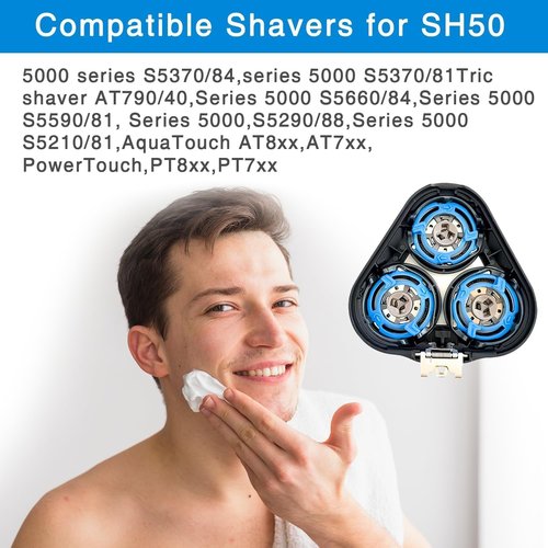 Philips Norelco SH50 Replacement Shaver Heads - Compatible with Series 5000 Electric Razors