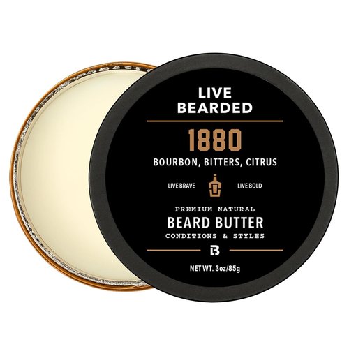 Live Bearded Beard Butter - All-Natural Leave-In Conditioner & Softener | 3 fl oz - 1880 Scent: Bourbon, Bitters, Citrus