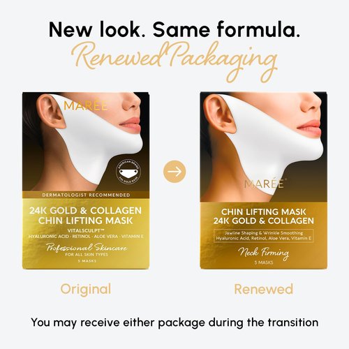 MAREE V Line Lifting Mask - 24K Gold Deep Collagen Face Mask for Women - Neck Tightening & Firming