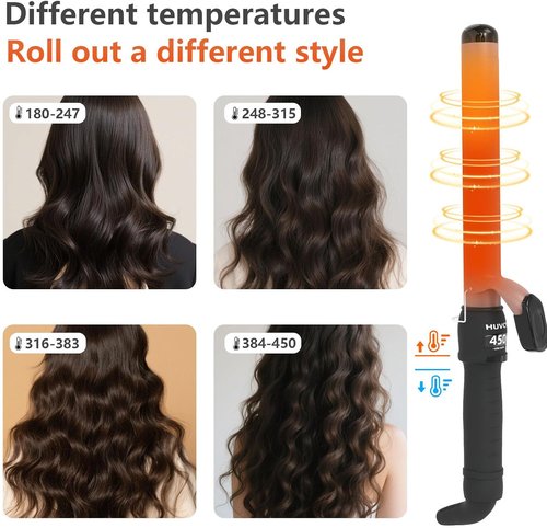 Skiennix 1-1/4 Inch Curling Iron - Ceramic Fast Heat Curler with LCD Display, Adjustable 180°F-450°F, Rose Gold