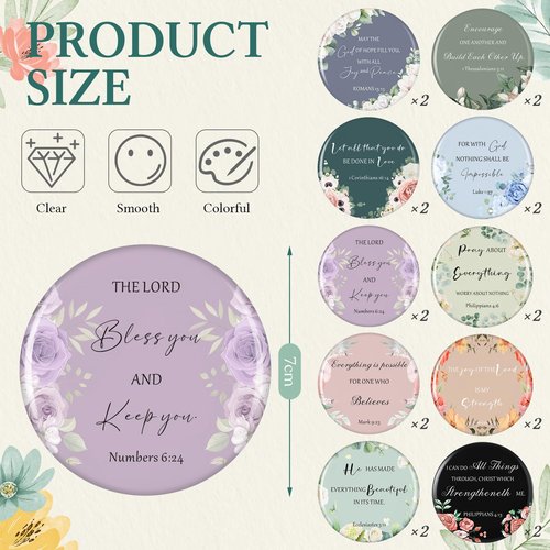 Abbylike 40 Pcs Christian Gift for Women Include 20 Bible Verse Makeup Bags 20 Christian Compact Mirrors Inspirational Religious Scripture Gift for Mom Sister Birthday Christmas(Retro Style)