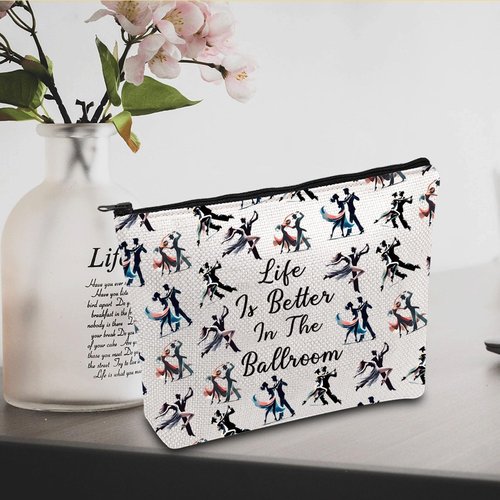 JXGZSO Dance Lover Life Is Better in the Ballroom Makeup Bag - Ballroom Dance Organizer for Tango Dancer