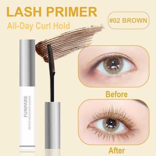 Skiennix Brown Mascara Primer - Lengthening Formula for Fine, Short Lashes | Quick-Dry, Waterproof, Clump-Free Comb Brush