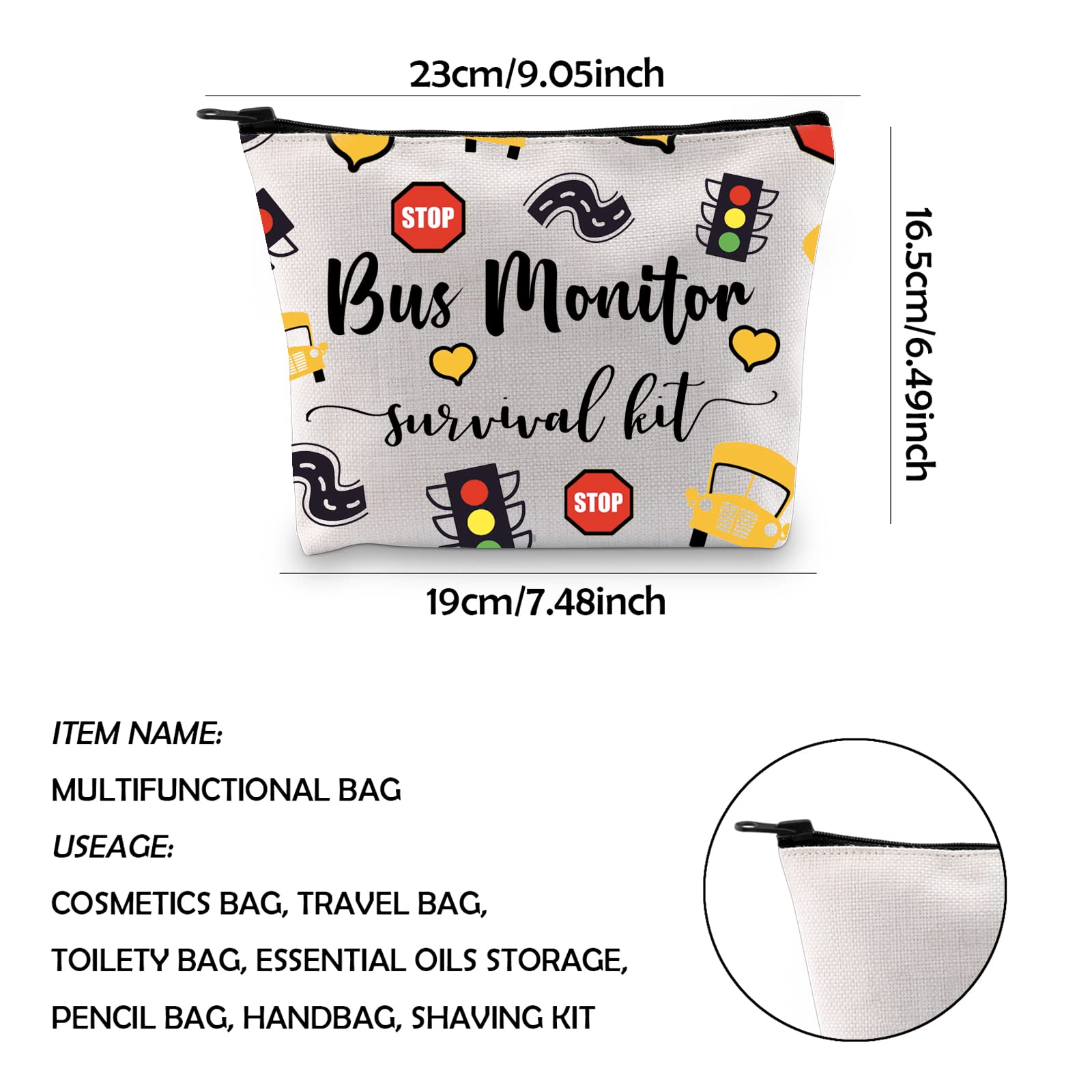 WCGXKO Bus Monitor Survival Kit Zipper Pouch Makeup Bag