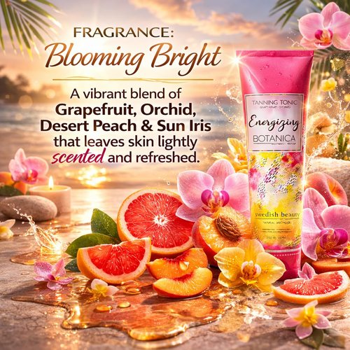 Swedish Beauty ENERGIZING Botanica Natural Bronzer (8.5 ounces) Tanning Bed Lotion, Grapefruit and Orchid Blend