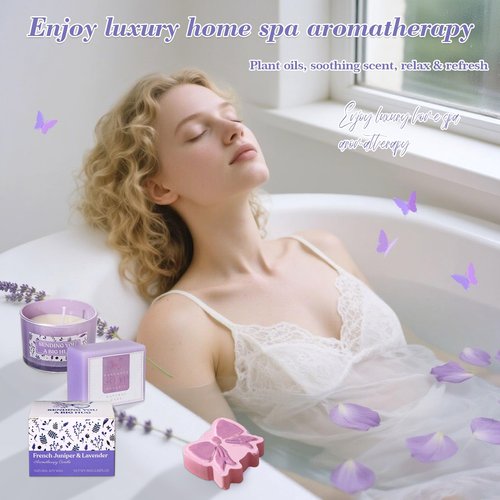 Birthday Gifts for Women Self Care Gifts Get Well Soon Gifts, Valentine's Day Gift Lavender Relaxing Spa Gift Basket Care Package, Gifts Box Thank You Gift for Mom Wife Girlfriend Friends Sisters