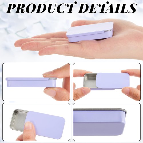 Norme 40 Pcs Small Slide Top Tin Lip Balm with Lids Rectangular Metal Containers for Lip Balm Candies Jewelry Crafts Pills Storage Kit (Macaron,2.36 x 1.38 x 0.39 Inch)