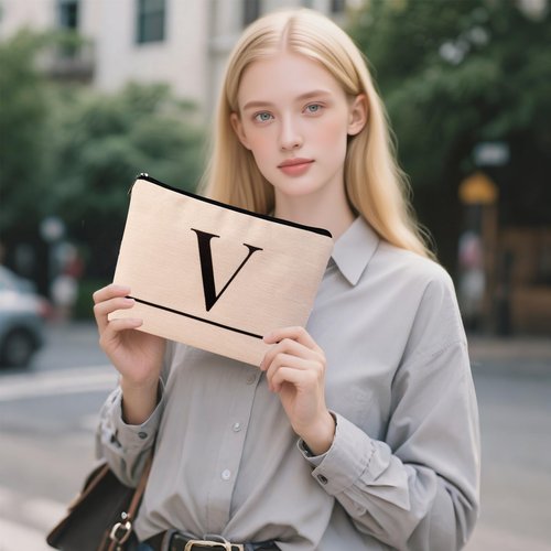 HDYHDY Letter A-Z Initial Personalized Makeup Bags, Birthday Gifts for Women, Monogrammed Gifts for Women Mom Sister Best Friend Bride Bridesmaid, Mothers Day, Christmas, Small Travel Cosmetic Bag (V)