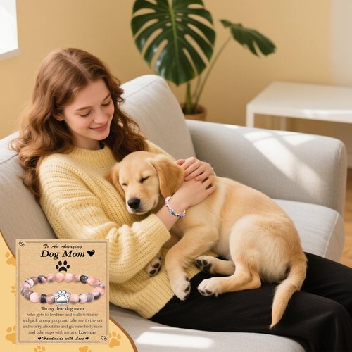 HIGHTERTON Dog Mom Gifts for Women, 4pcs Women Gift Set for Dog Lovers, Animal Paw Funny Socks, Birthday Present With Portable Cosmetic Bag