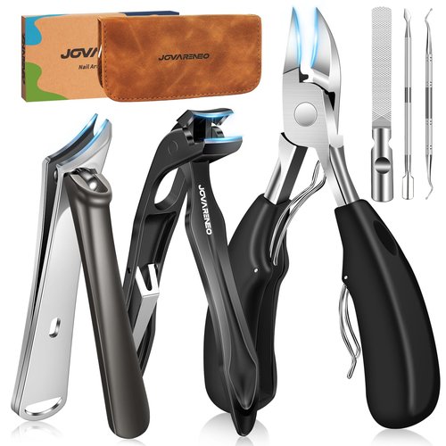 Nail Clippers for Seniors, Heavy Duty Ingrown Toenail Clippers with Long Handle，Angled Head Large Toe Nail Clippers and Slanted Nail Cutter for Thick Nail for Men Women Pregnant Elderly 6Pcs