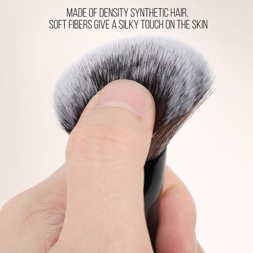 KINGMAS Dual-Ended Foundation & Bronzer Duo Brush - Angled & Round Top for Flawless Blending (Black)