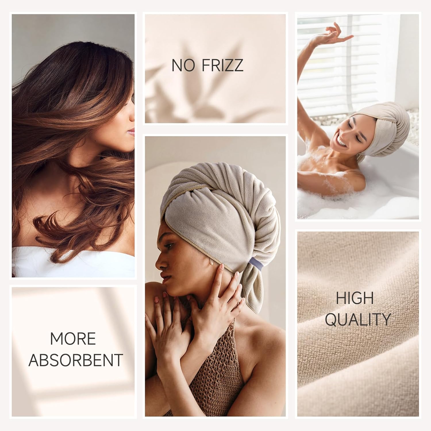 Umisleep Microfiber Hair Towel - Super Absorbent Wrap for Long, Thick Curly Hair | 41" x 22" - Camel