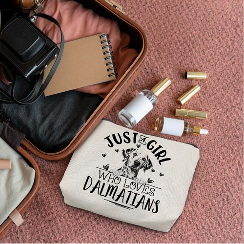 Absnfatu Dalmatian Dogs Makeup Bag,Dalmatian Gifts For Women,Just A Girl Who Loves Damatians Makeup Bag Cosmetic Pouch