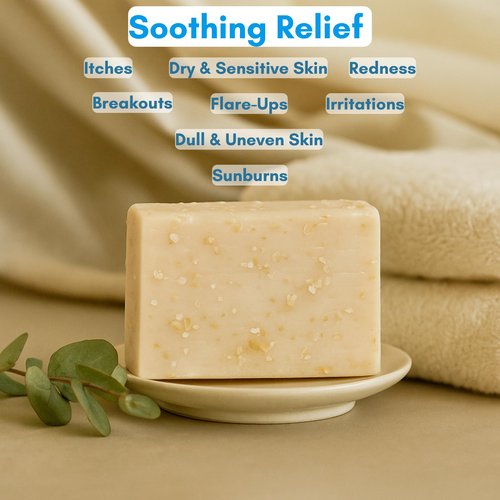 Oatmeal Soap Bar for Itchy Skin & Eczema - Oatmeal Bath Soap with Honey & Goat Milk - Moisturizing, Fragrance Free, Exfoliating Pure Homemade Soaps for Dry Sensitive Skin - Face & Body - Men & Women