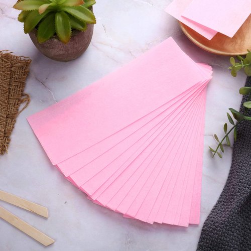 Maitys Waxing Strips, 200 Pieces Pink Non-Woven Removal Wax Strip Facial Body Wax Strip Sheet for Legs, Bikini Cleaning and Removal