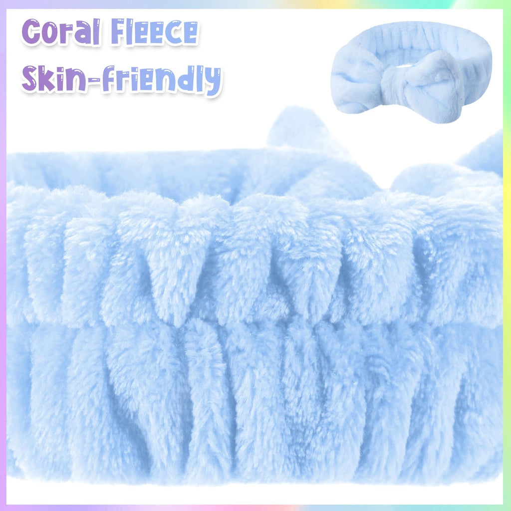 WILLBOND 48 Pieces Spa Headband Bow Hairband Facial Makeup Women Face Wash Adjustable Skincare Headbands Bulk Soft Flannel Towel Head Wraps for Women Shower Washing Face (Pastel)