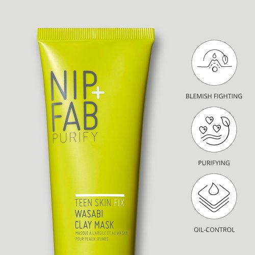 Nip+Fab Wasabi Clay Mask - Purifies Congested Pores with Kaolin Clay & BHA | 2.54 fl oz