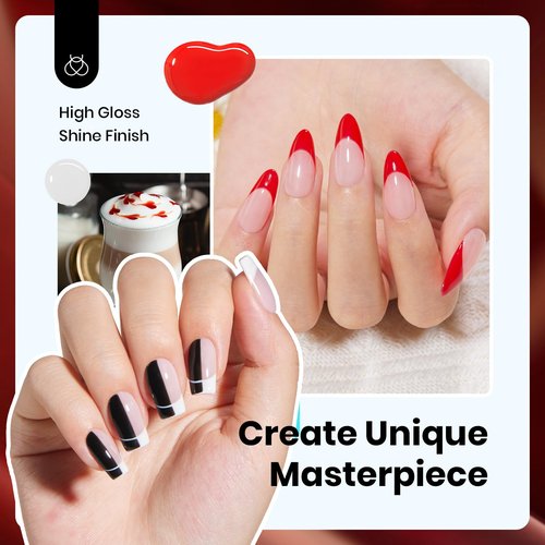 Beetles Hema-Free Gel Nail Polish Set - 6 Colors 15ML Brown Burgundy Black White Red Nude Soft Classics Polish Soak off Uv Led Lamp Nail Art Salon Colorful Bottle Manicure