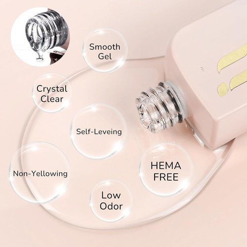 Hema Free Gel Top Coat - Long Lasting Clear UV/LED TPO Free Formula | Hypoallergenic No Wipe 10ml