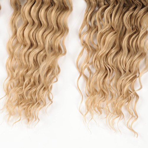 Ocean Wave Crochet Hair Extensions Deep Wave Crochet Hair for Women 22inch 6Packs Synthetic Crochet Hair Curly # T8/24 Brown mix Blonde