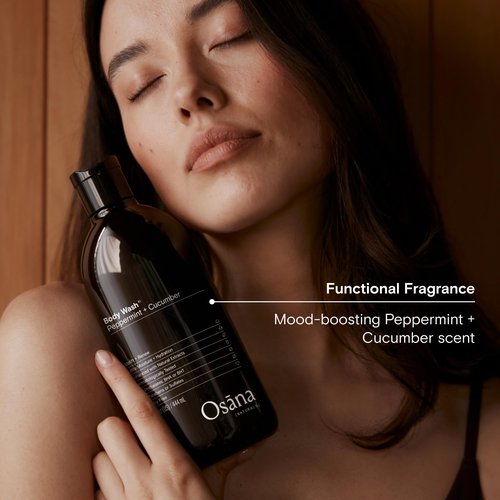 Osana Body Wash to Hydrate, Refresh and Reinvigorate Skin, Enhanced Fruit Extract & Natural Ingredients, Peppermint & Cucumber Scented, 15oz Dual Pack