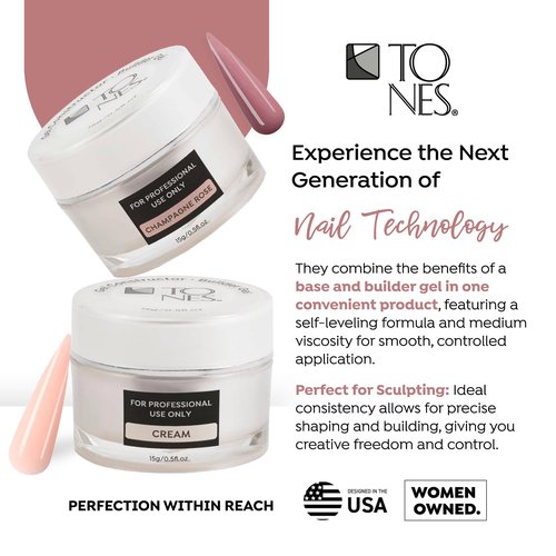 TONES Premium Self Leveling Nail Builder and Extension Gel for Professional Design - Salon-Quality LED and UV Building Gel - (0.5 Fl Oz, Baby Pink)