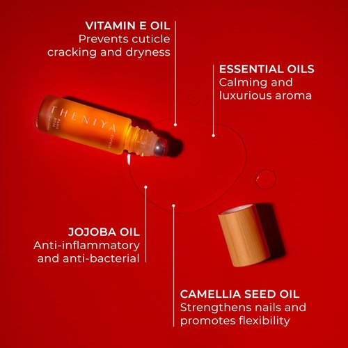 Regine Switzerland Cuticle Oil - Strengthening & Hydrating Vegan Formula with Jojoba & Vitamin E | 5mL Roll-On (Rose Fragrance)