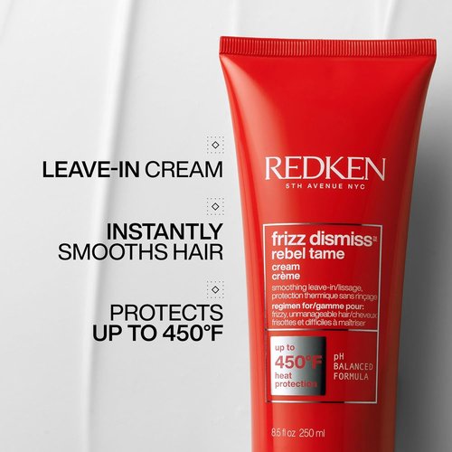 Redken Frizz Dismiss Rebel Tame Leave-In Cream - Heat Protection for Frizzy Hair, 6.8 oz