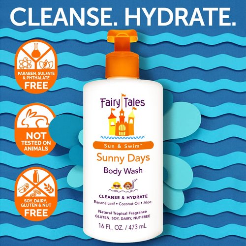 Fairy Tales Chlorine Removal Body Wash - Gentle After Swim Cleanser for All Ages | 16oz Pump