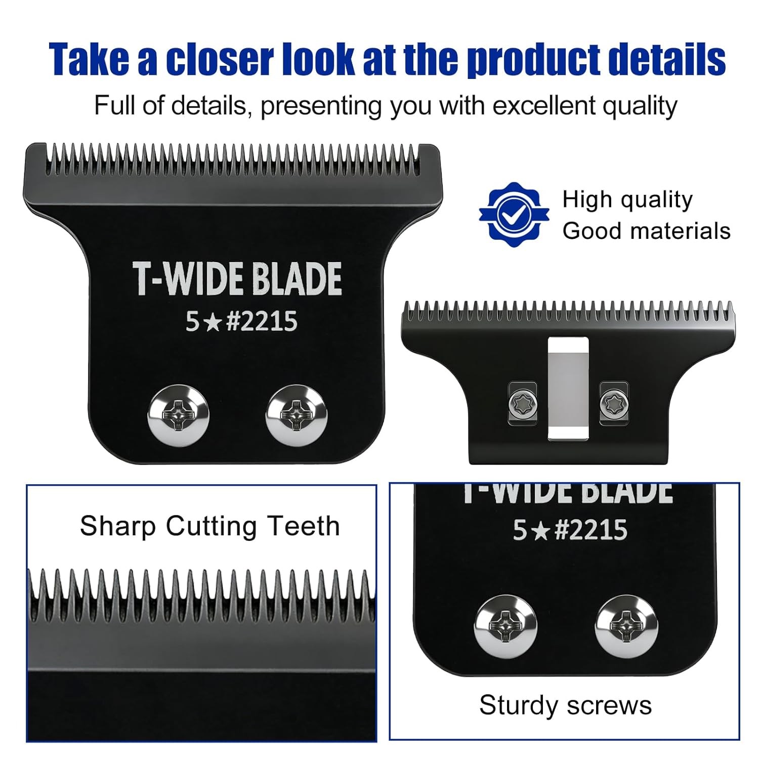 Wahl 5 Star Detailer Li Trimmer Replacement Blades - Adjustable Zero-Gap Stainless Steel, Black