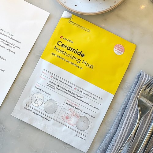 LEADERS Insolution Ceramide Moisturizing Mask - Hydrates, Moisturizes, Nourishes Rough & Dry Skin | Strengthens Skin Barrier, Easy Peel Pouch, Safe & Gentle for All Skin Types - 10 Sheets
