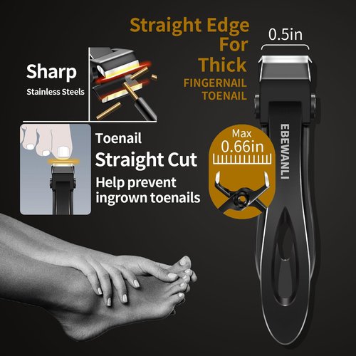 EBEWANLI Podiatrist Toenail Clippers for Seniors Thick Toenails, Toe Nail Clippers for Thick Nails for Seniors, Straight Toe Nail Clippers for Men, Ingrown Toenail Clippers and Angled Nail Clipper Set