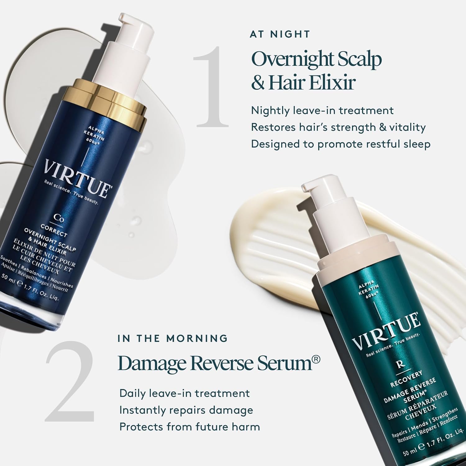 VIRTUE Correct Overnight Scalp & Hair Elixir - Drug-Free, Dermatologist Tested, 1.7 Fl Oz