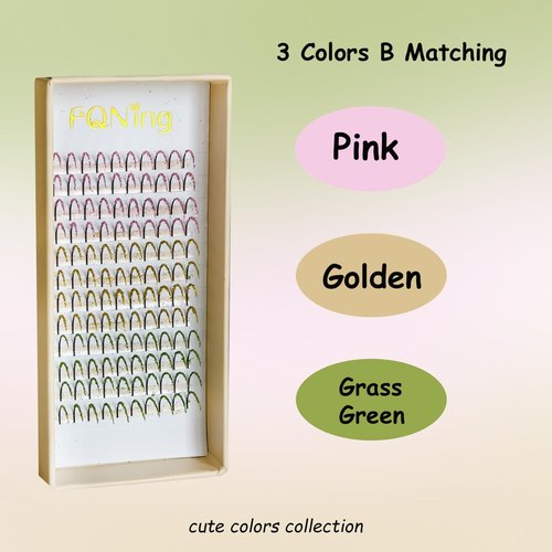 Glitter Lash Cluster Laser Colored Glittery Lash Extension Professional Supplies (3 Colors B)