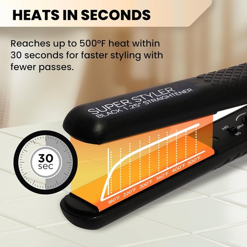 Herstyler Superstyler Onyx Ceramic Flat Iron - Adjustable Temperature Hair Straightener | Travel-Friendly Design