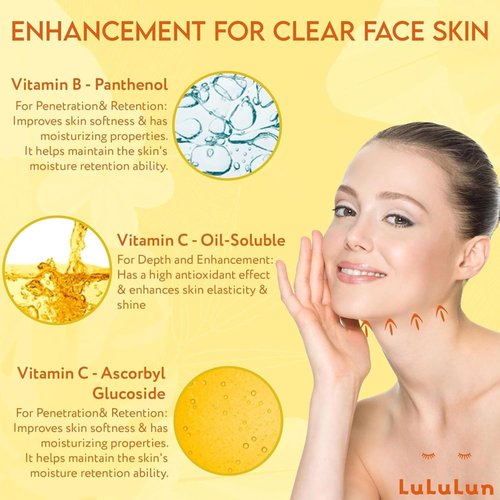 Lululun Vitamin C Face Mask - Hydrating Sheet Mask with 7 Herbs & Vitamins for Clear Skin | 28 Count