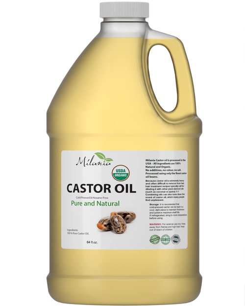 Premium Organic Castor Oil - (64 fl. oz.) 100% Pure and Hexane-Free Cold-Pressed Beauty & Skincare Serum - Eyelash & Eyebrow Hair Growth Enhancer