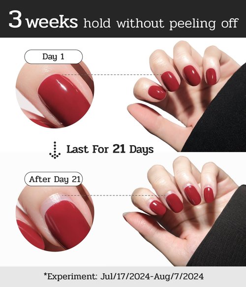 ruyeefam Nail Polish Strips (No UV Lamp Needed) - 22 Pcs Salon Quality Gel Nail Stickers - Long Lasting Wraps (Drama Queen Jam Pink)