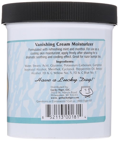 Lucky Tiger Sandahl’s Vanishing Cream, 12 oz | Classic Cooling After-Shave Moisturizer with Menthol & Peppermint Oil | Soothes Razor Burn, Refreshes Skin, Absorbs Fast