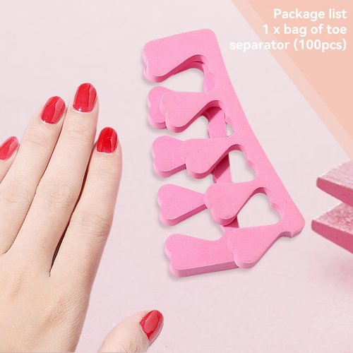 100PCS Sponge Toe Separators for Pedicure, Soft Toe Spreader Nail Art Finger Separator Divider Spacer Manicure Pedicure Tool for Nail Polish Salon Supplies (Pink)